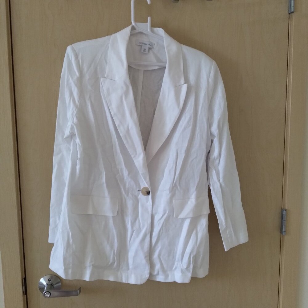 NWT Liz Claiborne White Linen-Blend Blazer (14P)